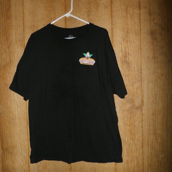 The Simpsons  Krusty The Clown Black Tshirt Burger Fast Food Logo   Mens X-Large - Picture 4 of 8